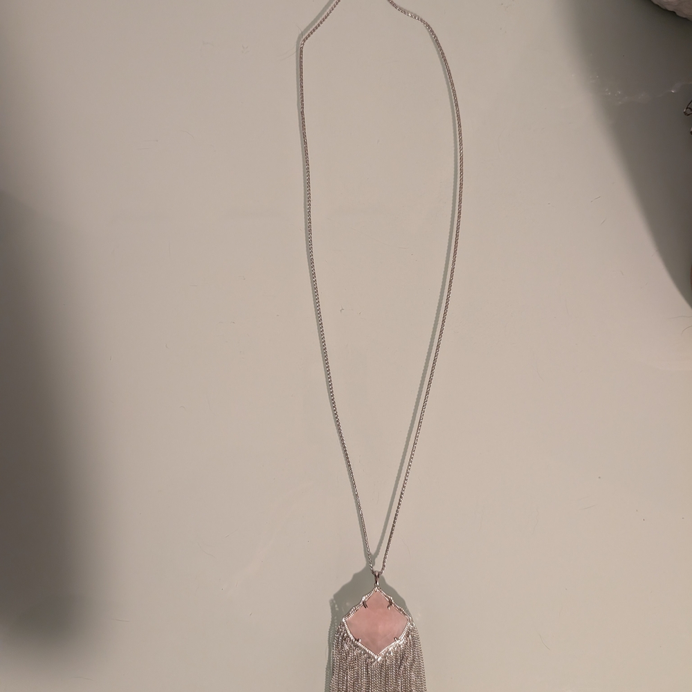 Elegant Pink Stone Pendant Necklace